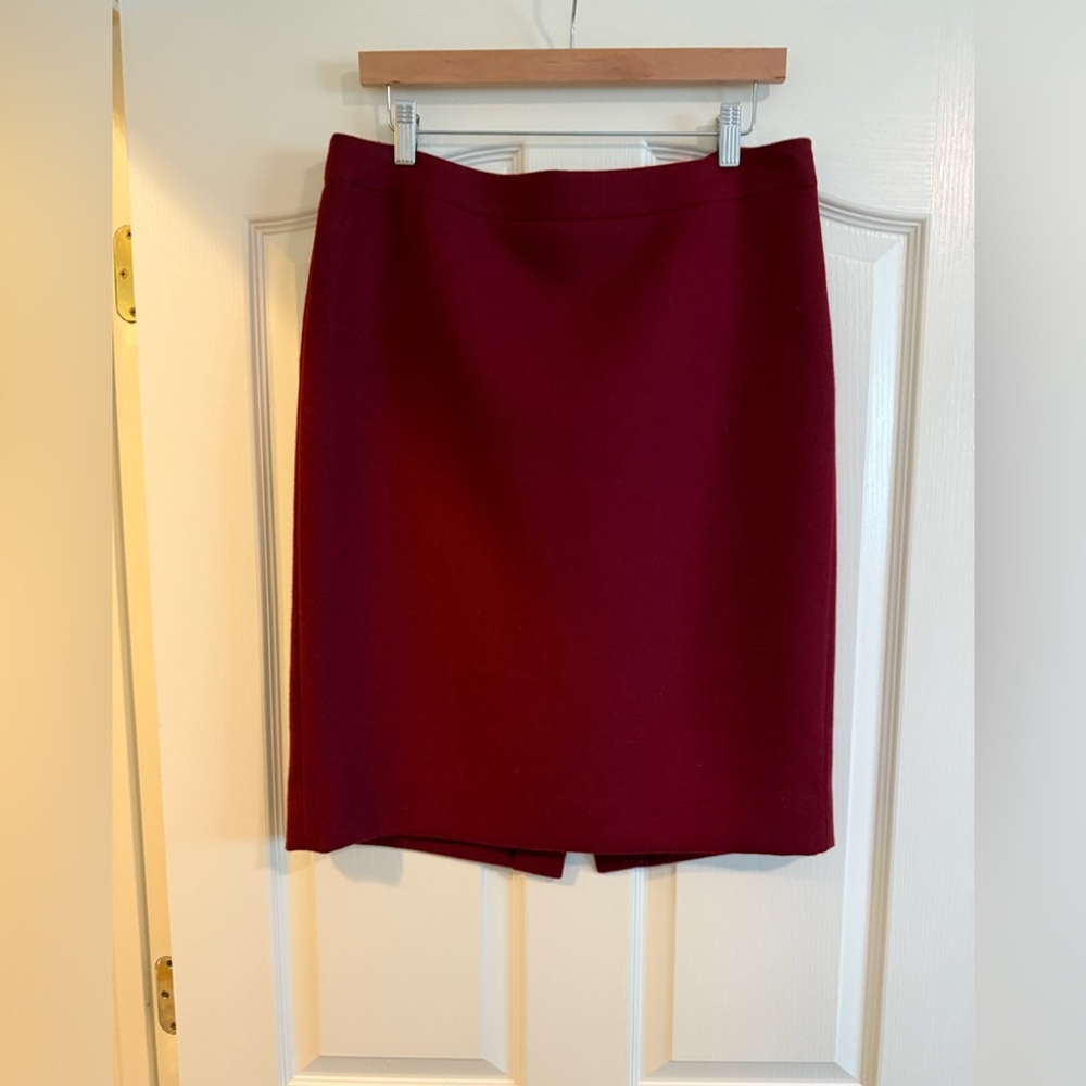 J. Crew No. 2 💯 Wool Burgundy Pencil Skirt NWOT